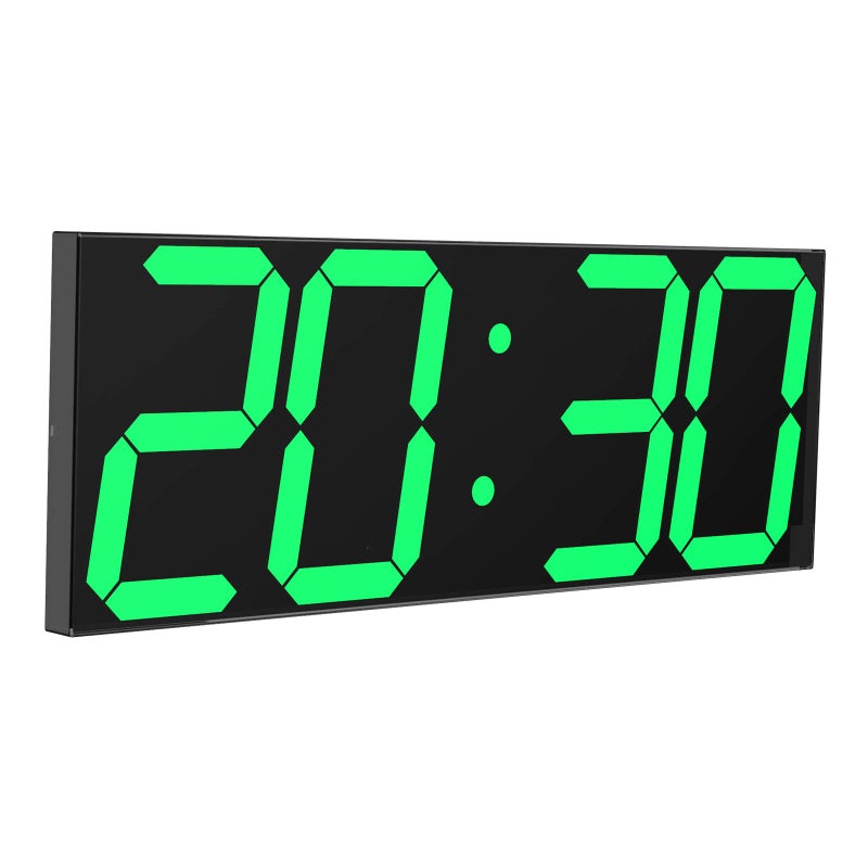 CHKOSDA LED Large Digital Wall Clock, Oversize Wall Clock with 6â€ Numbers, Remote Control Count up/Countdown Timer Clock, Auto Dimmer, Big Calendar and Thermometer(Green) - Image 1